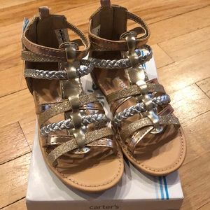 NIB gold, silver, & rose gold strappy sandals sz11